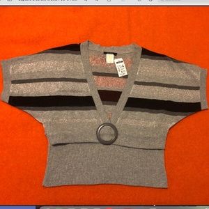 Majora sheer striped crop blouse made in USA NWT
